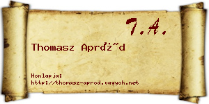 Thomasz Apród névjegykártya